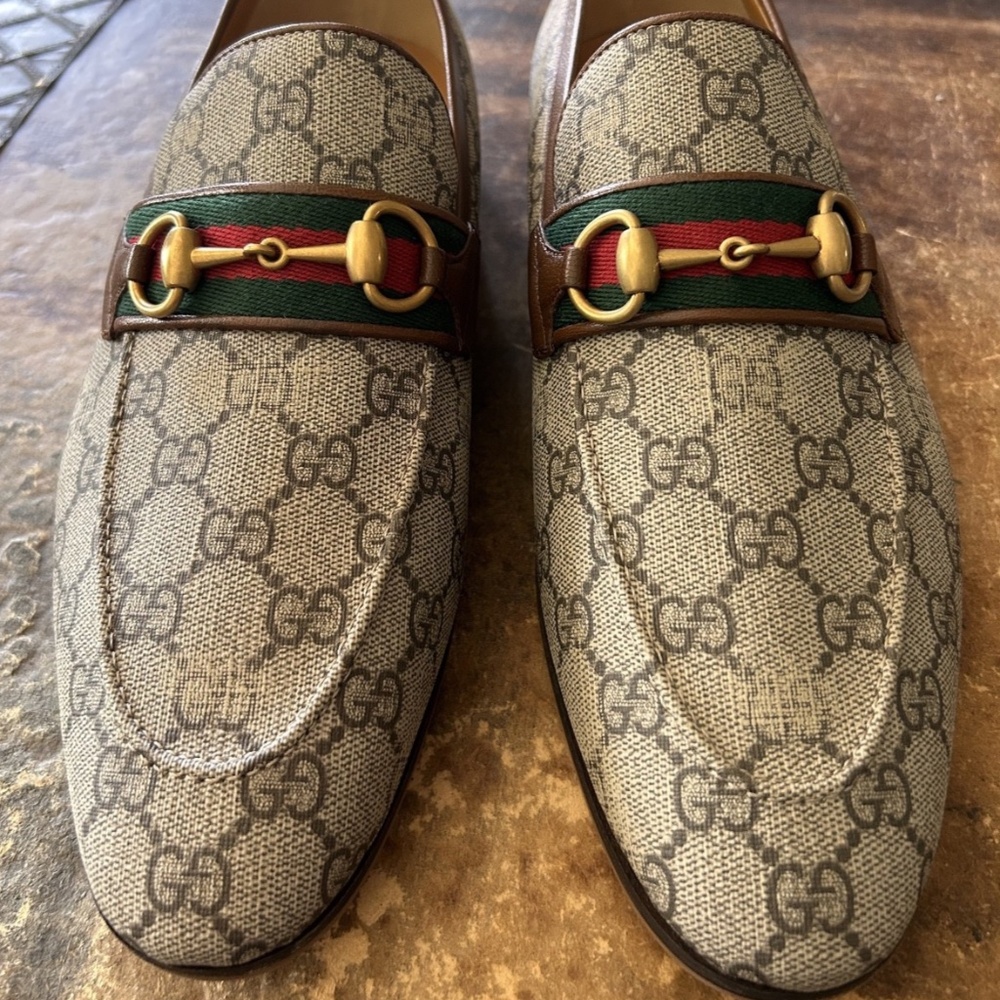 GUCCI Men's GG Supreme Horsebit Loafer Size 10 (US) Beige NIB 759648 FACIQ 9756 - Picture 2 of 11
